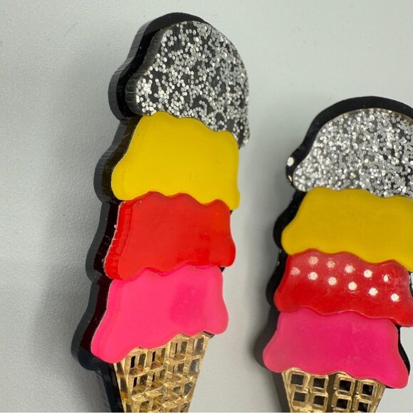 Colorful Ice Cream Cone Earrings - Pierced - Picture 6 of 7